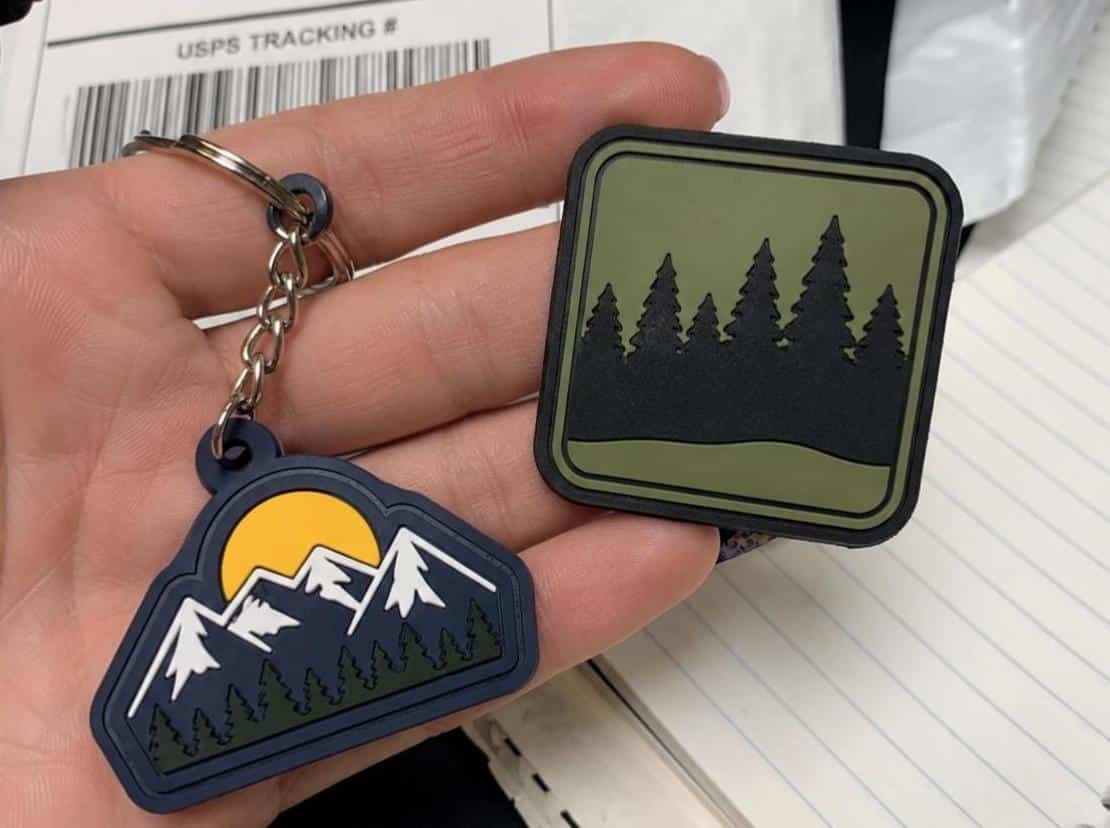moutian pvc keychain in client's hand