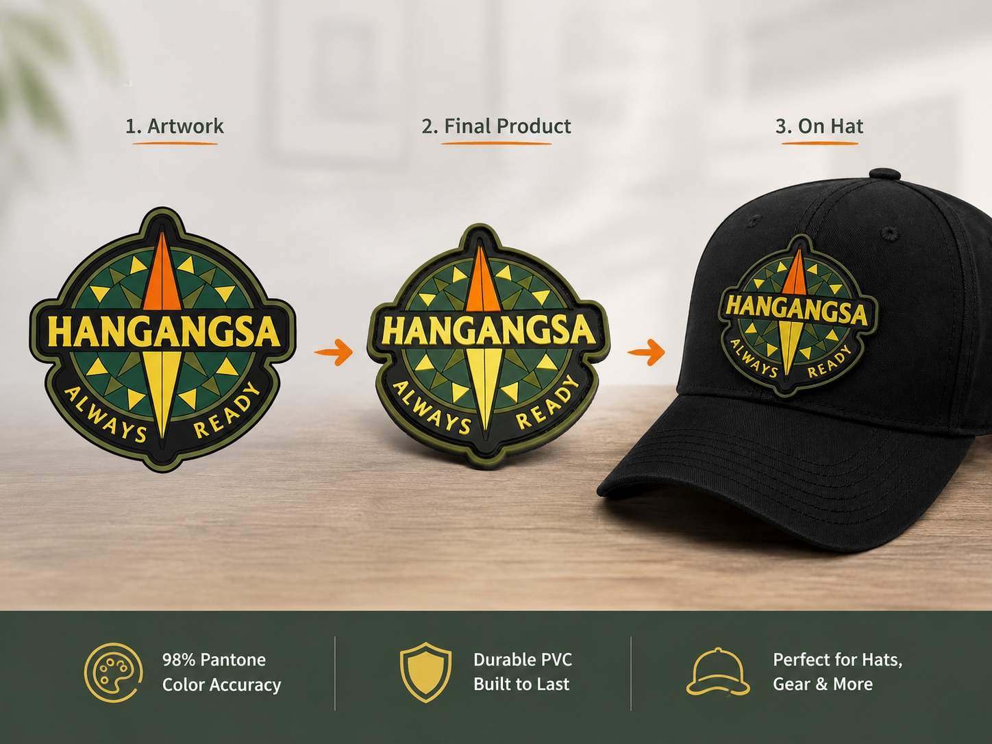 custom PVC emblems for hats