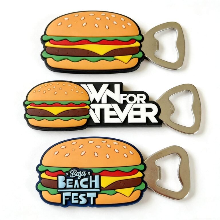 Promotional hamburger pvc rubber bottle opener