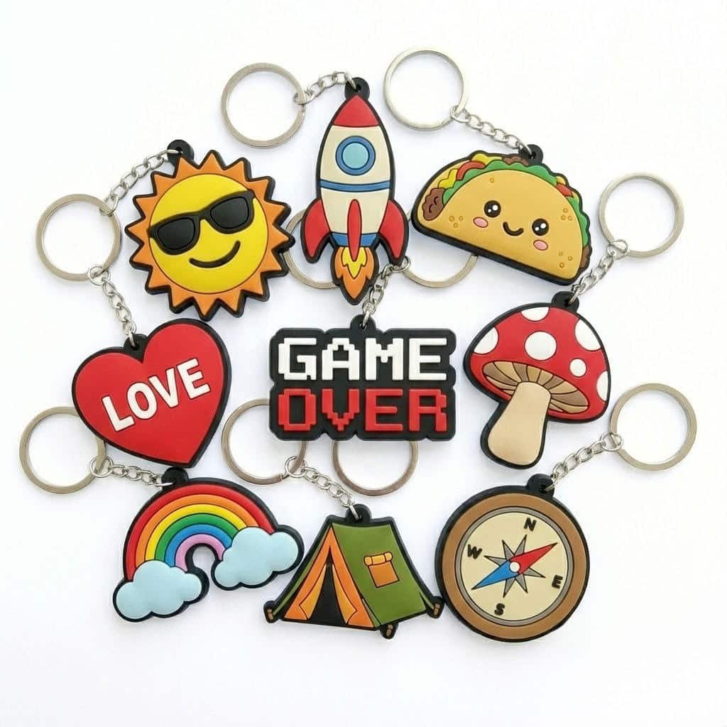 branded 2d pvc rubber keychains